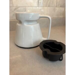 Vintage Hotjo Mug White Ceramic No Spill Travel Coffee Cup with Lid